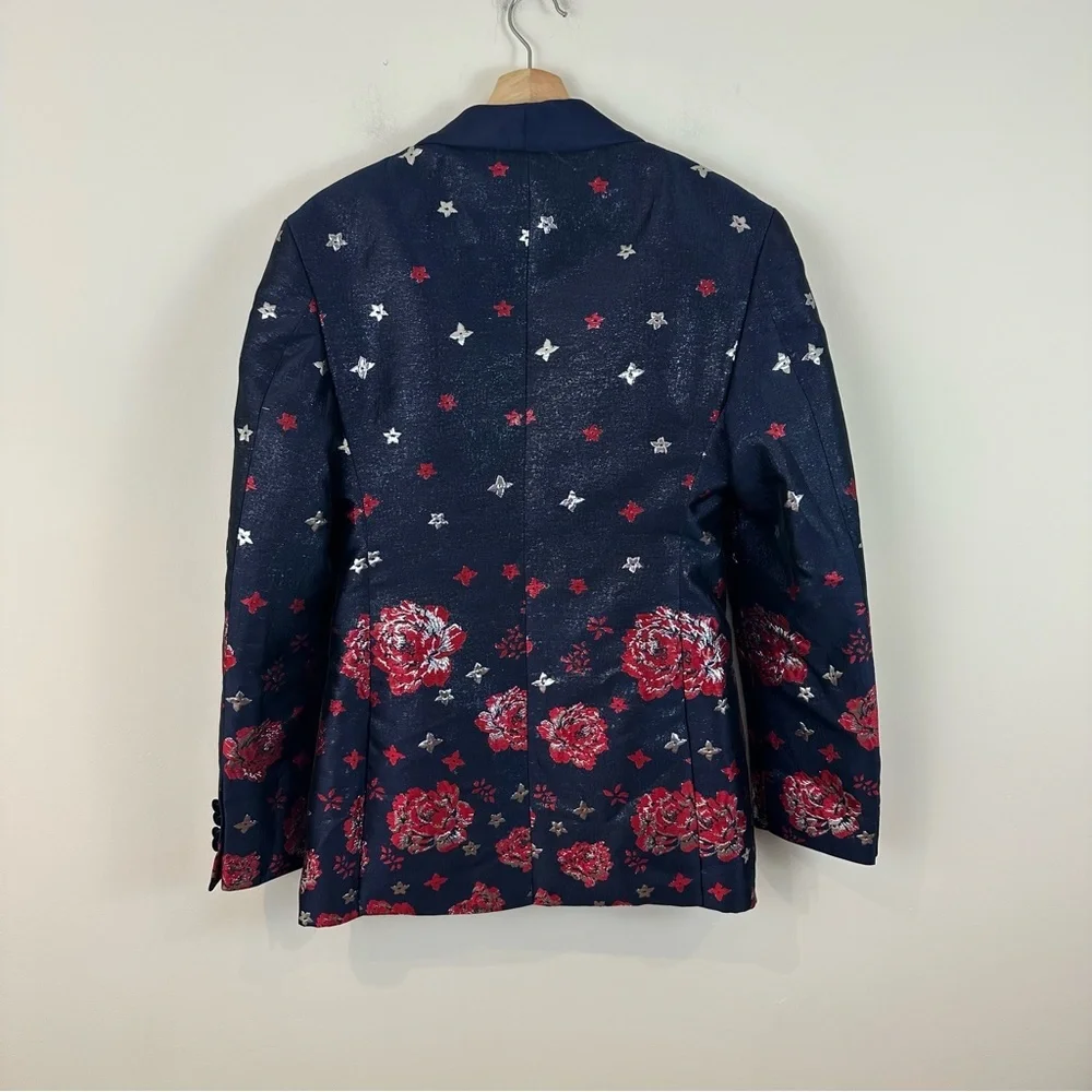 Barabas Floral Patterned Temptation Blazer Bedazzled Collar Size 40R Slim Fit